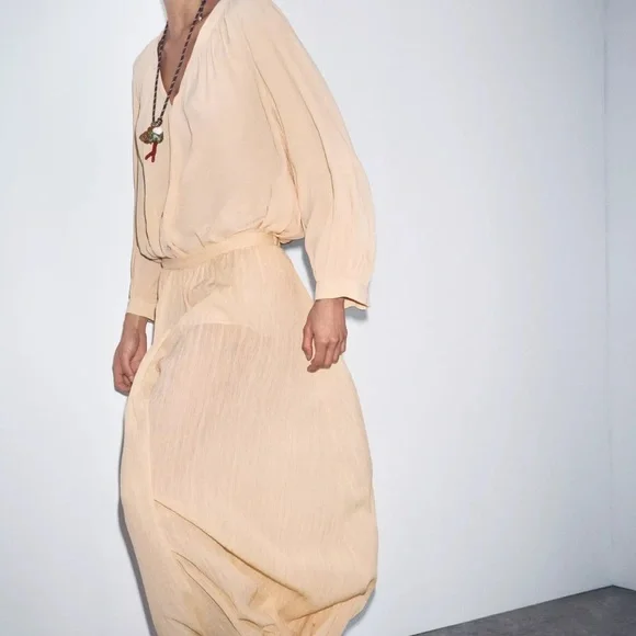 Zara Cream Wide-Leg Pants